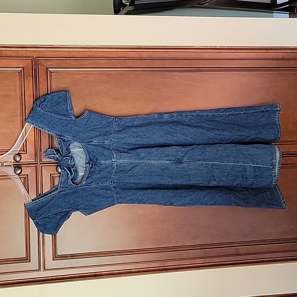 Molly Bracken Denim Fit & Flare Tied Back Jean Dress Size Large Read Modcloth - Picture 3 of 5